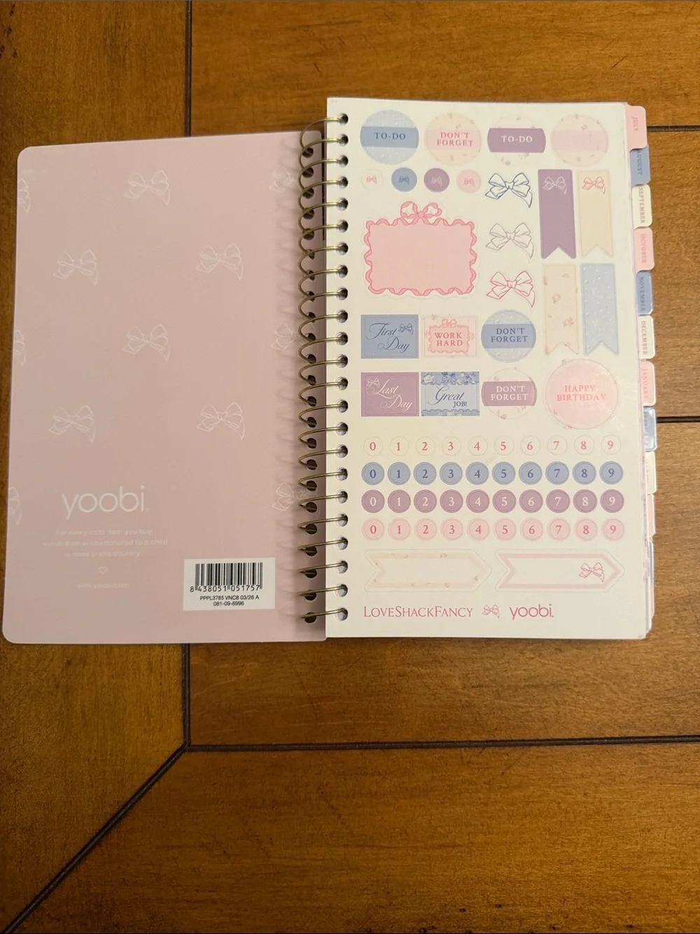 Yoobi LoveShackFancy Floral Planner with Gold Foil Accents and Leather pouch