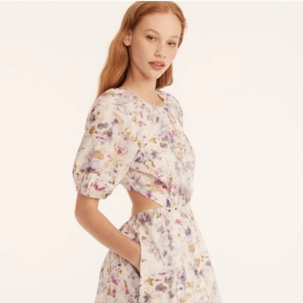 Flora Obscura X J.Crew side cutout dress in kaleidoscope floral Size 0  NEW