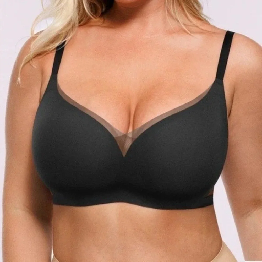 Shapellx Contour True Support Bra Black Ample‎ Cup D+ Wireless Size S+ NWT