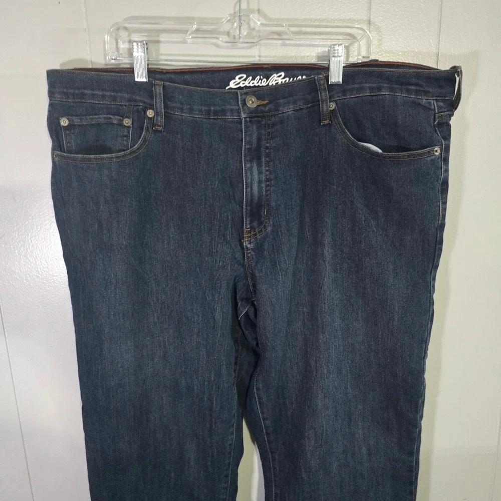 Eddie Bauer Men's 40x34 Flannel Lined Straight Fit Jeans Blue Buffalo Plaid Warm