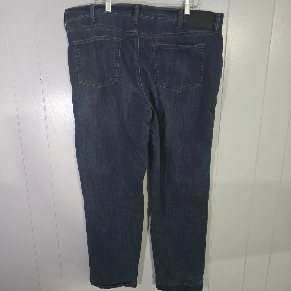 Eddie Bauer Men's 40x34 Flannel Lined Straight Fit Jeans Blue Buffalo Plaid Warm