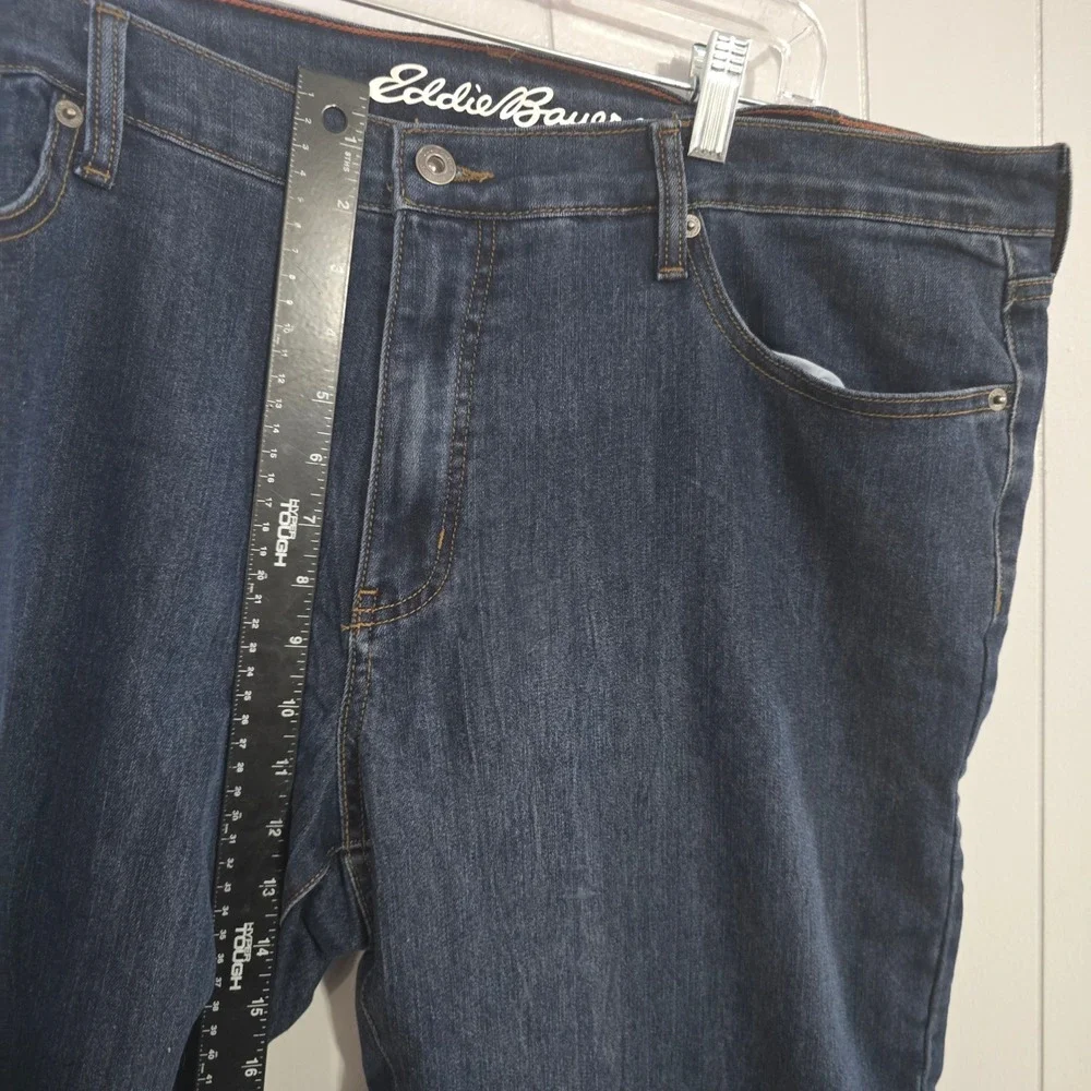 Eddie Bauer Men's 40x34 Flannel Lined Straight Fit Jeans Blue Buffalo Plaid Warm