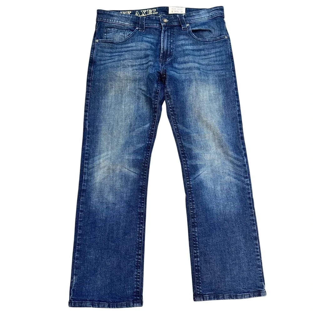 TK Axel‎ Men's Slim Boot Jeans Dark Wash W34 L32 Cotton Spandex Blend