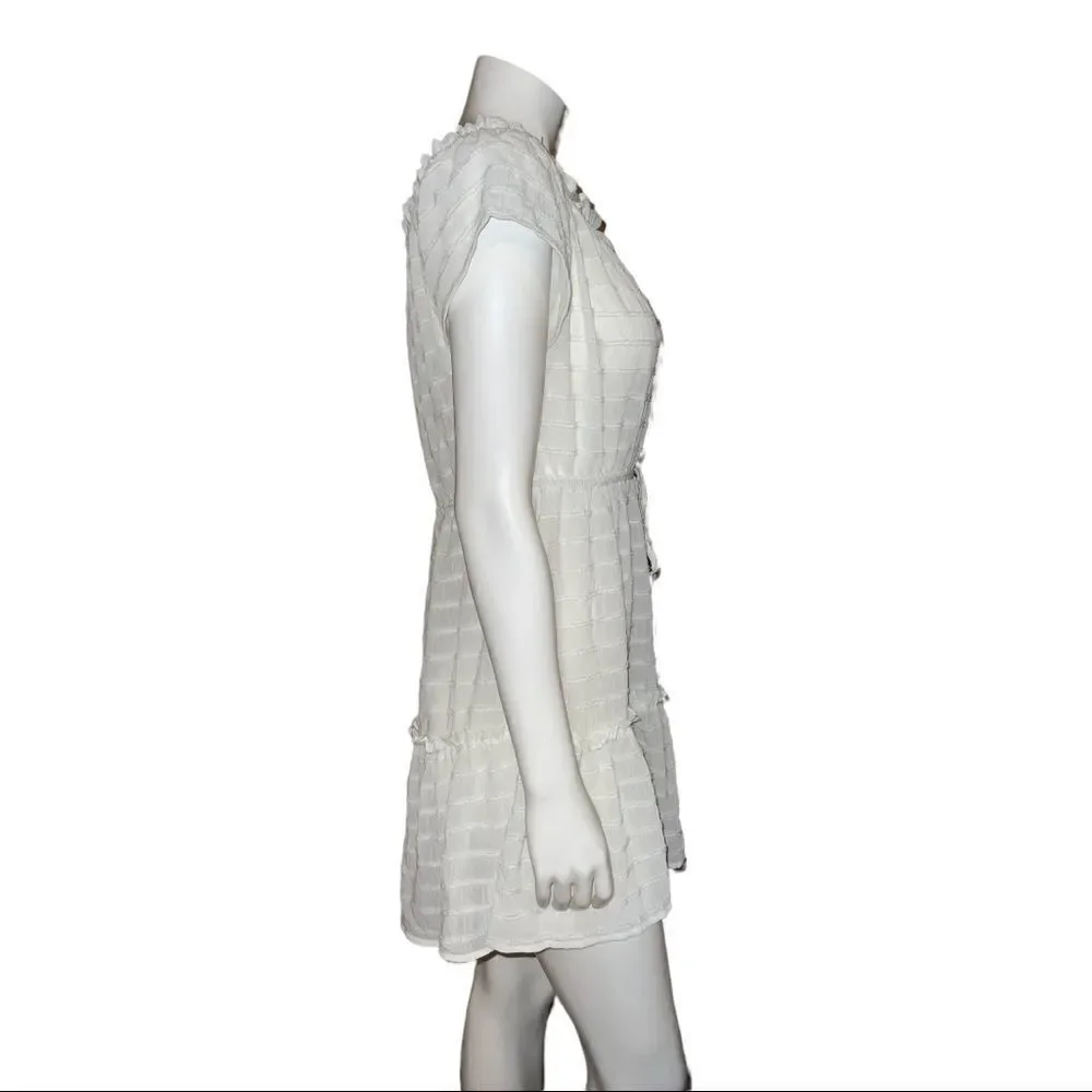 Miken White Juniors' Ruffled Swim Cover-up Dress Sparkle Large NWT