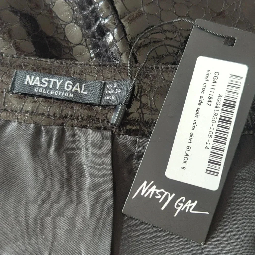 Nasty Gal Croc and Roll Vinyl Mini Skirt