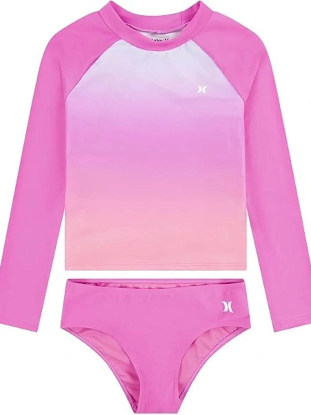 Hurley Girls Long Sleeve Rash Guard Swimsuit Ombre size 10 NWT