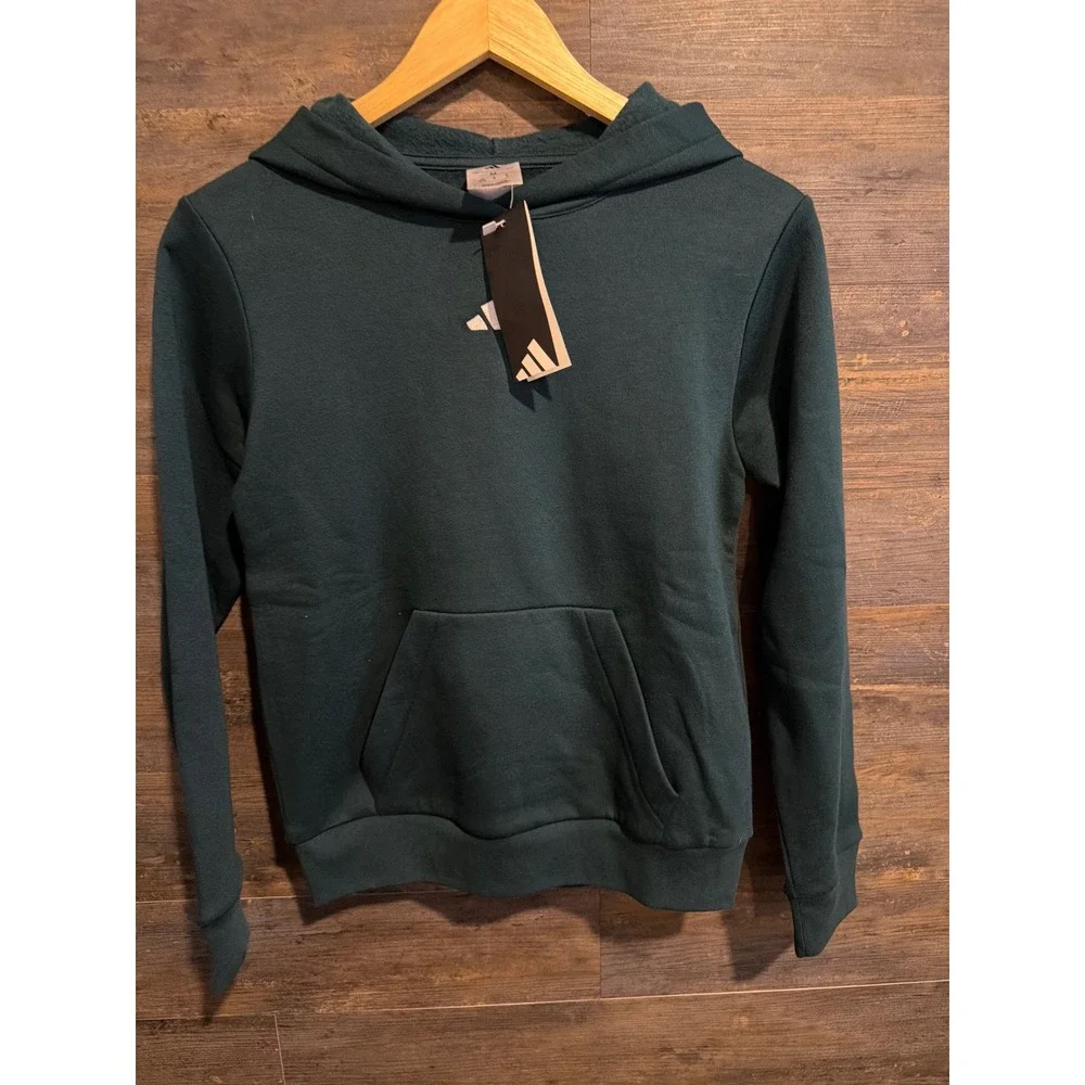 Adidas Youth Boys Hoodie Forest Green Fleece Pullover AA10577 Size M 10/12 NEW