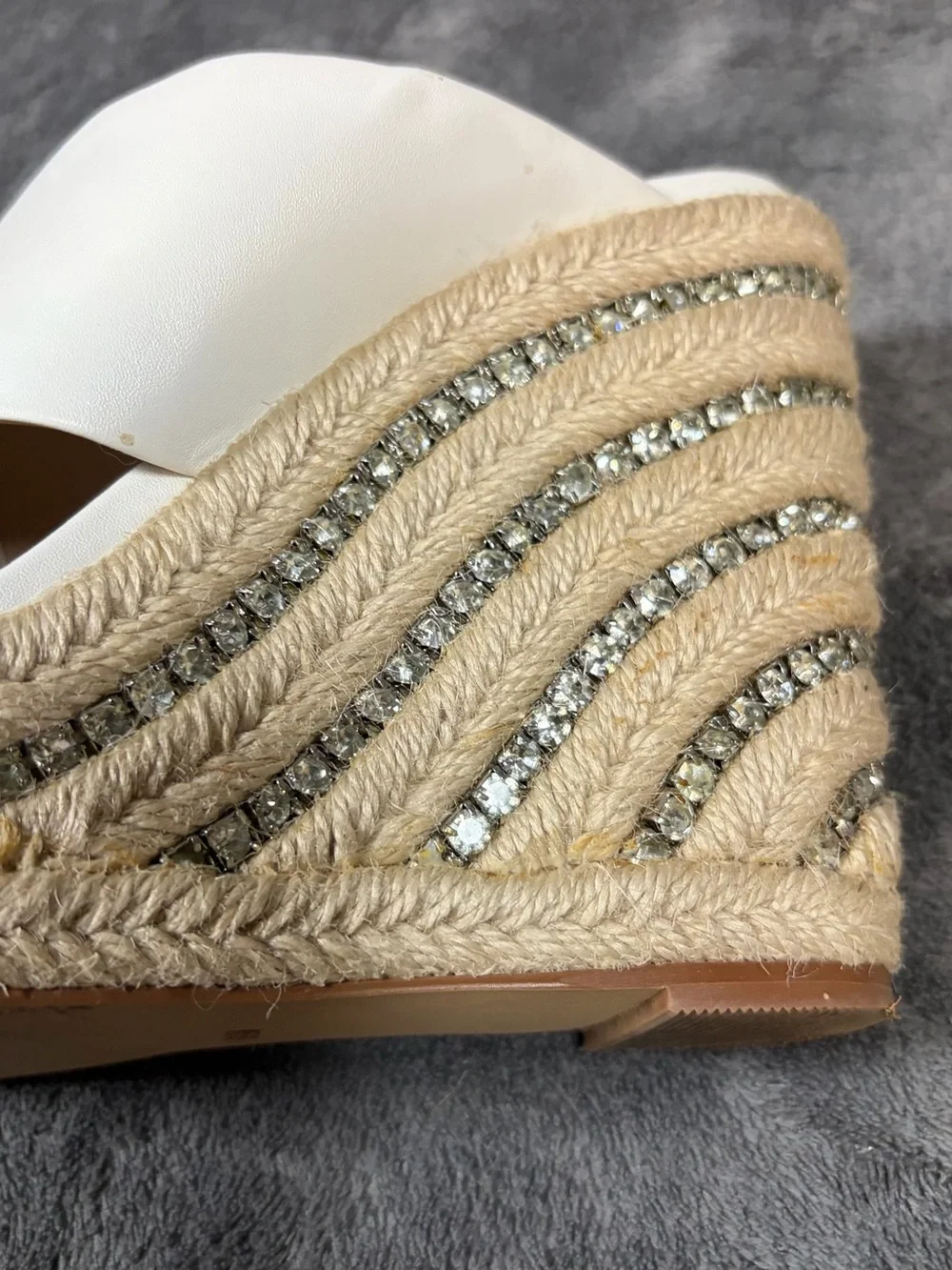 Charles By Charles David White Cross-Strap Espadrille Wedge Mules