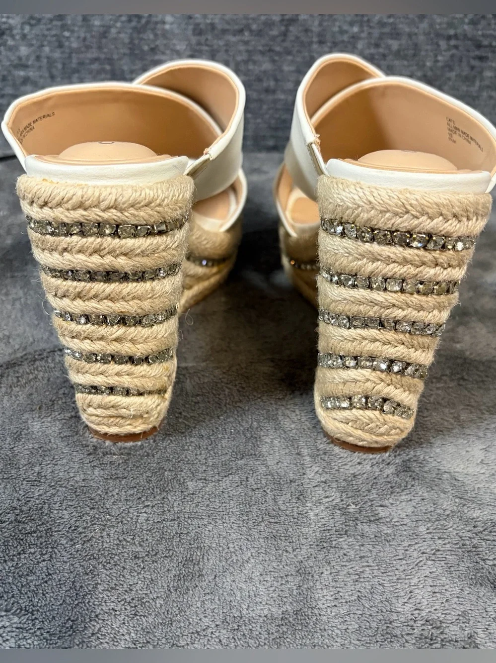 Charles By Charles David White Cross-Strap Espadrille Wedge Mules
