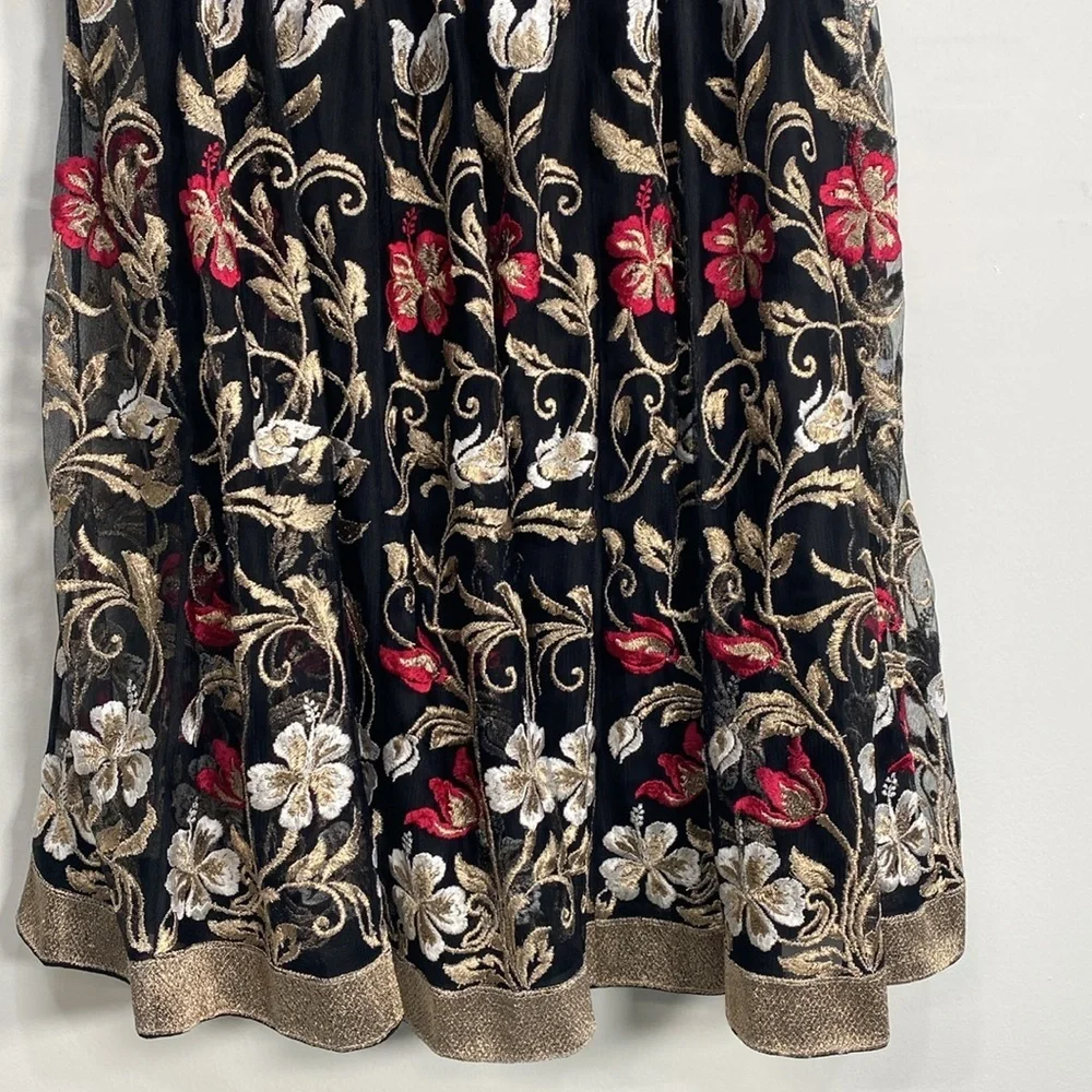 Soft Surroundings Embroidered Skirt Fairy Goth Gold‎ Romantic