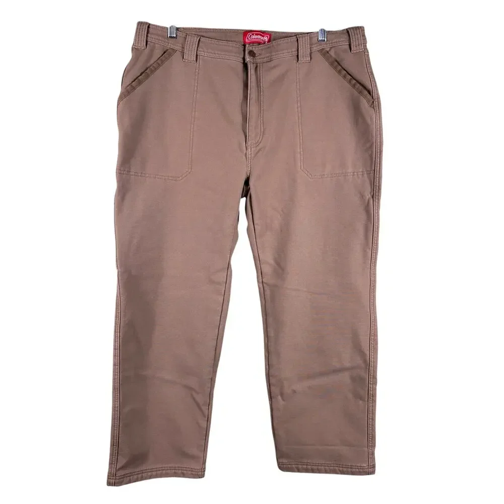 Coleman Men's Size 40x30 Brown Fleece Lined Utility Carpenter Stretch Work Pants