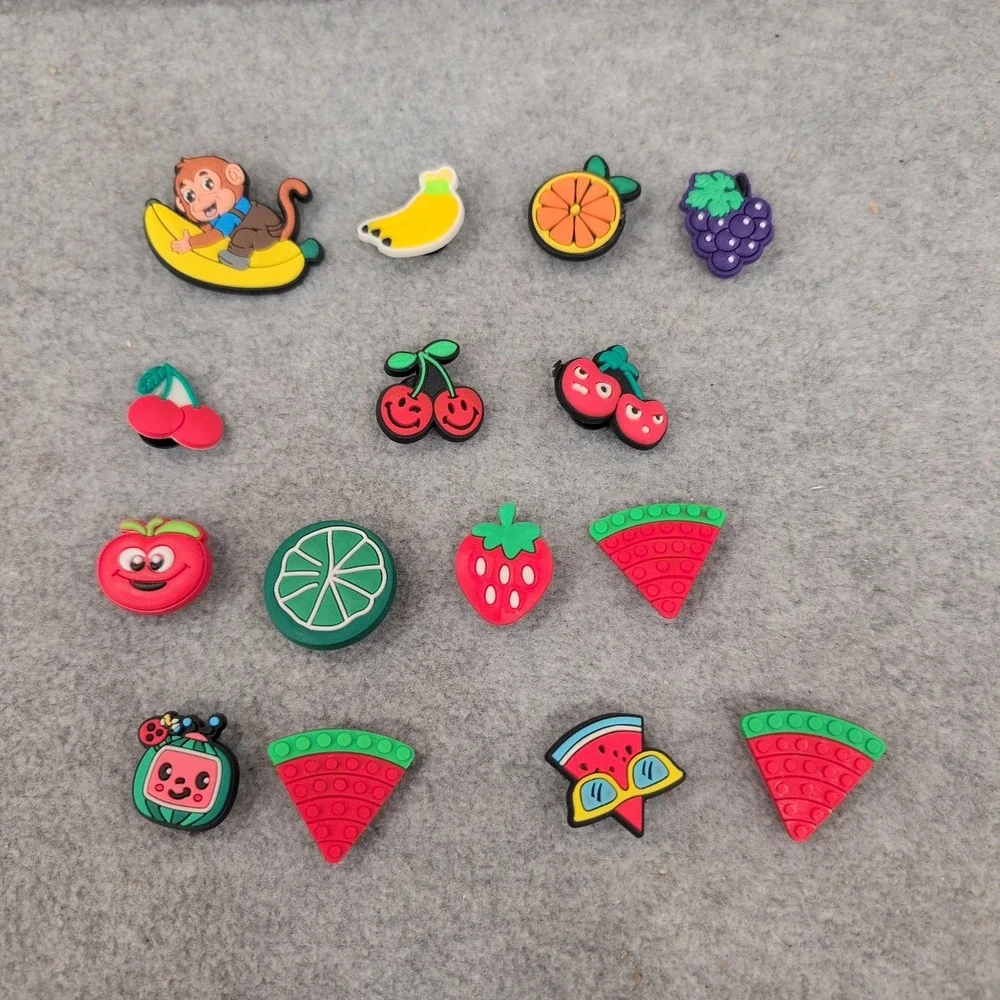 15pc Fruit Shoe Charms Set Watermelon‎ Cherry Monkey Banana Clog Accessories