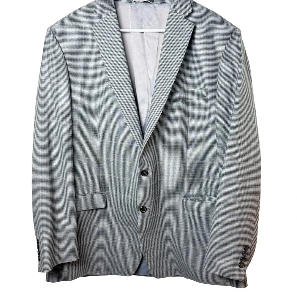 Lauren Ralph Lauren Sport Coat Mens 42R Grey Houndstooth Two Button Blazer
