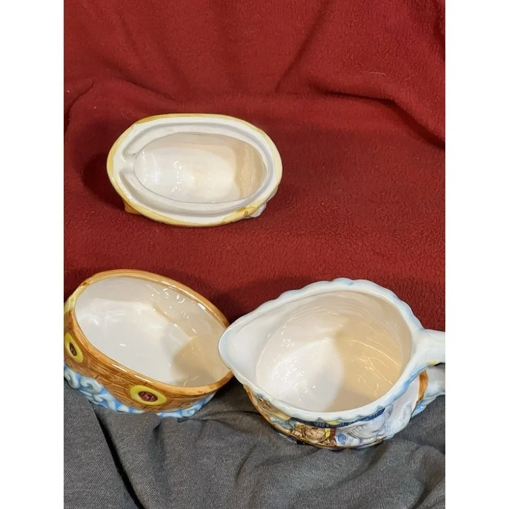 Noah's Ark Ceramic Sugar & Creamer and Cookie Jar 3‎ Piece Set (2039)