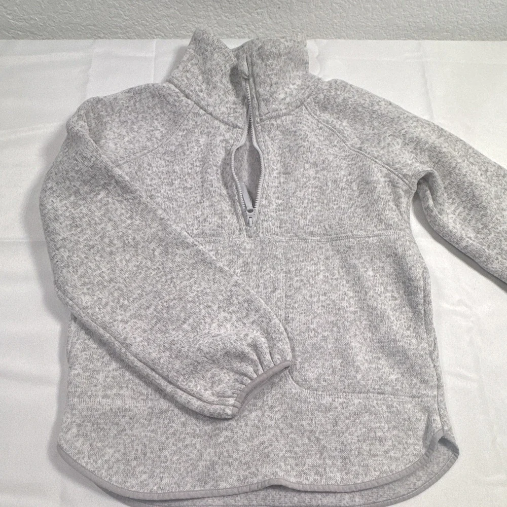 Old Navy Girls Gray Fleece 1/4 Zip Mock Neck Long Sleeve Sweatshirt M (8)