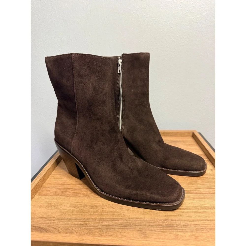 Madewell The‎ Idris Side-Zip Ankle Boot Coffee Bean Brown Size 10.5
