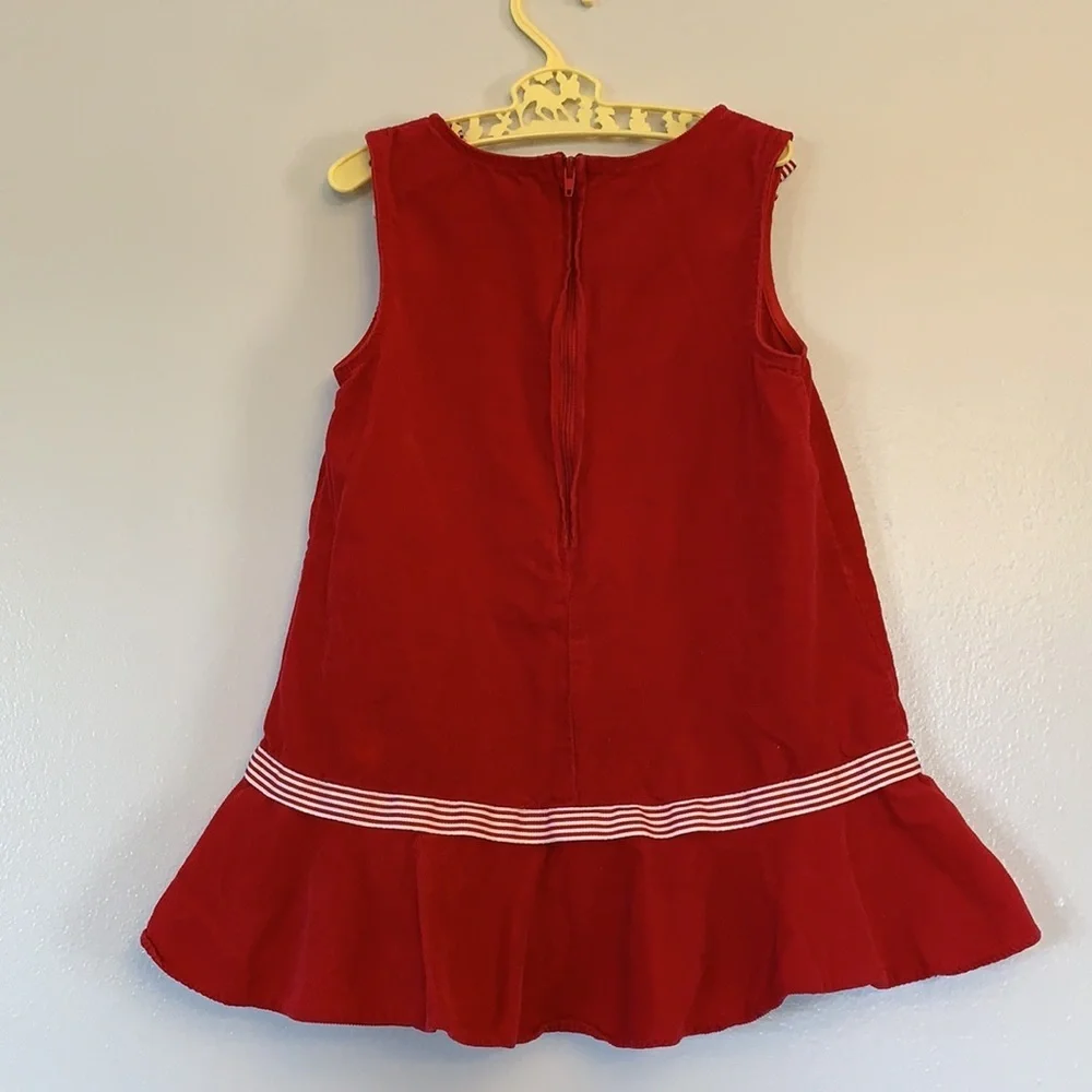 Red Girls' Sleeveless Candy Cane Holiday Dress