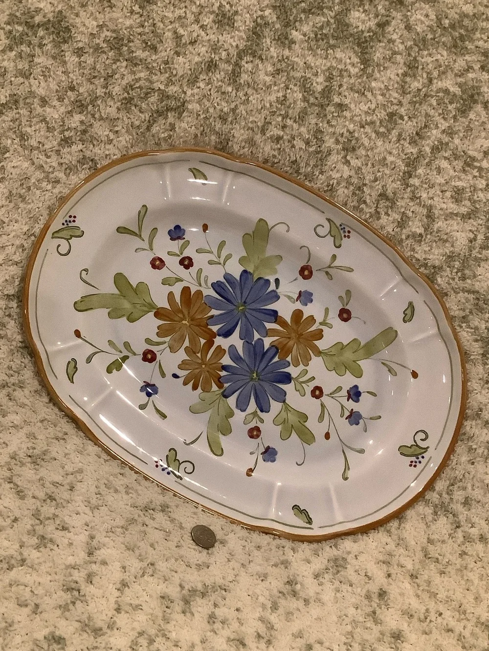 Metlox Hand-Painted Floral Ceramic Serving Platter NWT 13.5x10” Los Angeles CA
