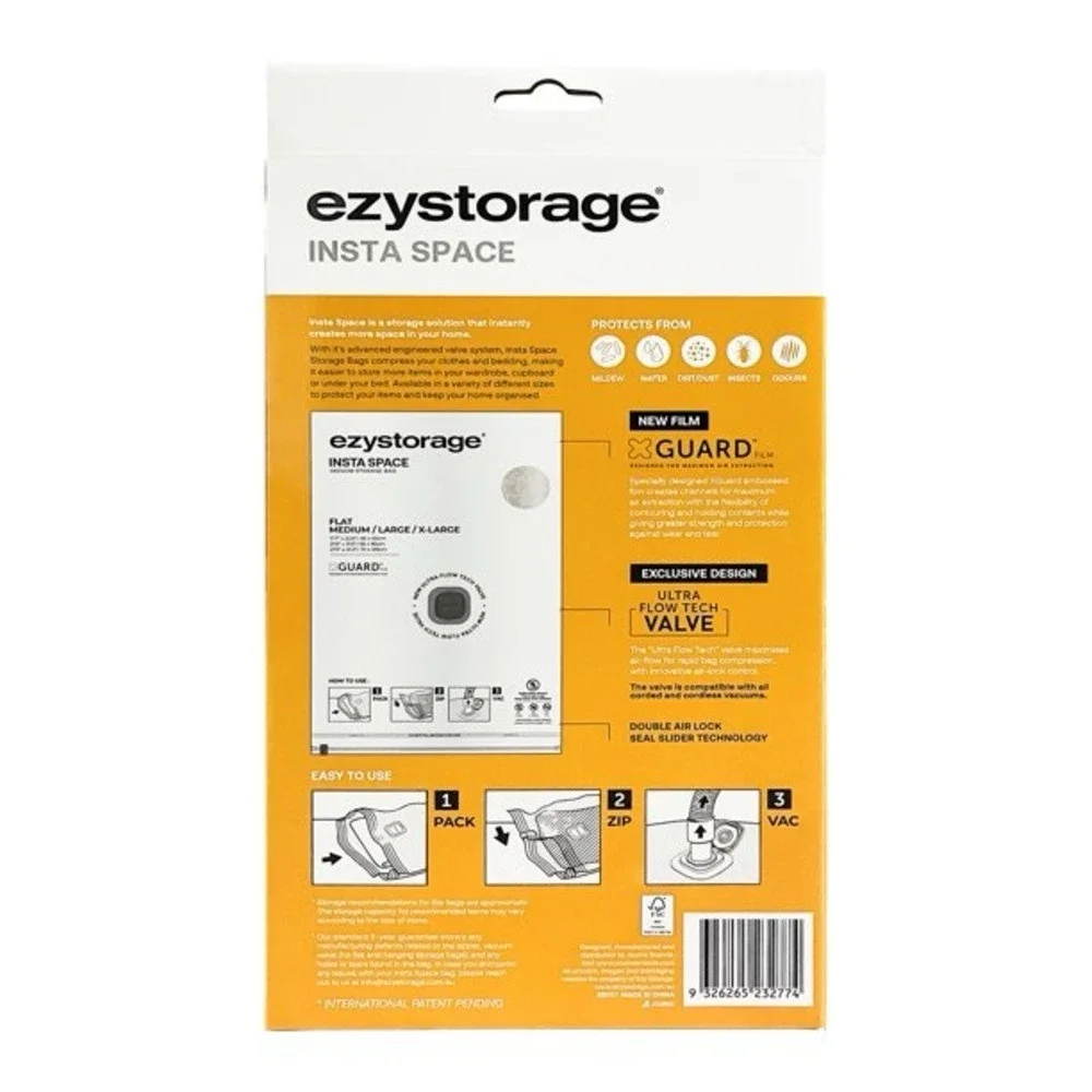 Ezystorage Insta Space Flat‎ Vacuum Storage Bags 5 Pack Assorted Sizes M L XL