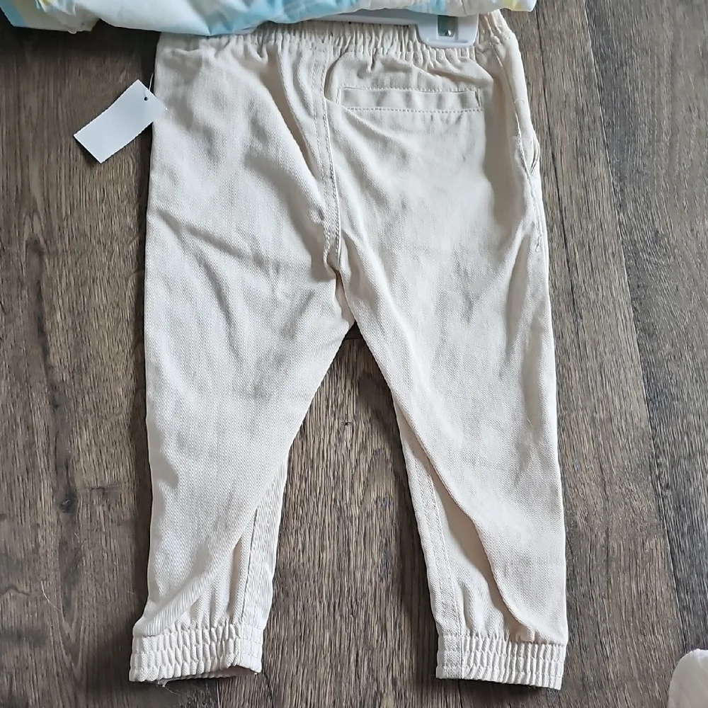 NWT 2 PIECE Pant Set American Hawk Shirt Tan Pants 24 months Boy Joggers Toddler