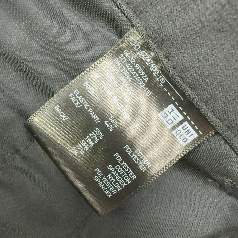 Uniqlo Pants Mens M Gray Cotton Polyester Windowpane Plaid Casual Workwear