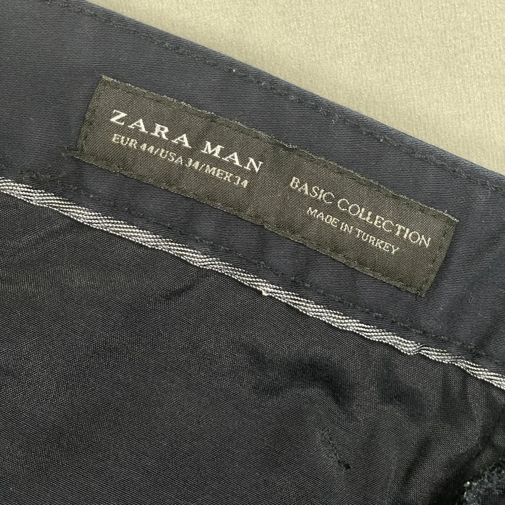 Zara Man Basic Collection Navy Blue Slim Fit Classic Chino Tailored Pants Men 34