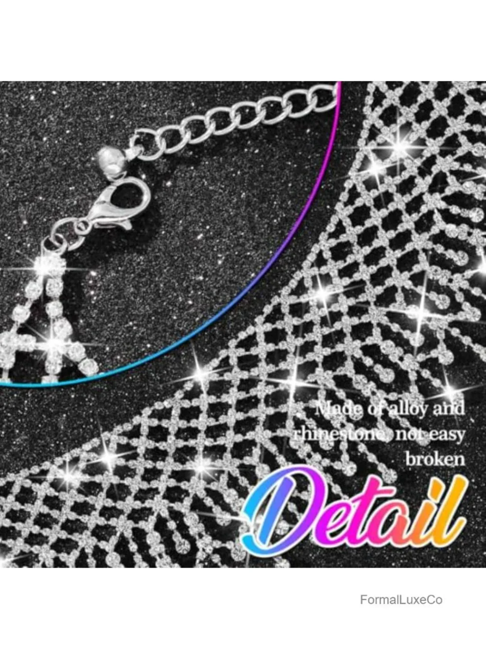 Rhinestone Choker Necklace Silver Diamond Necklace for Women Chunky Crystal
