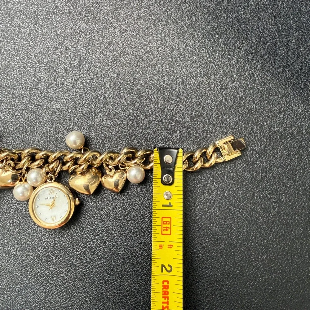 MSRP‎ $85 Armitron 75/5578GP Womens Gold Tone Charm Crystal Bracelet Watch New B
