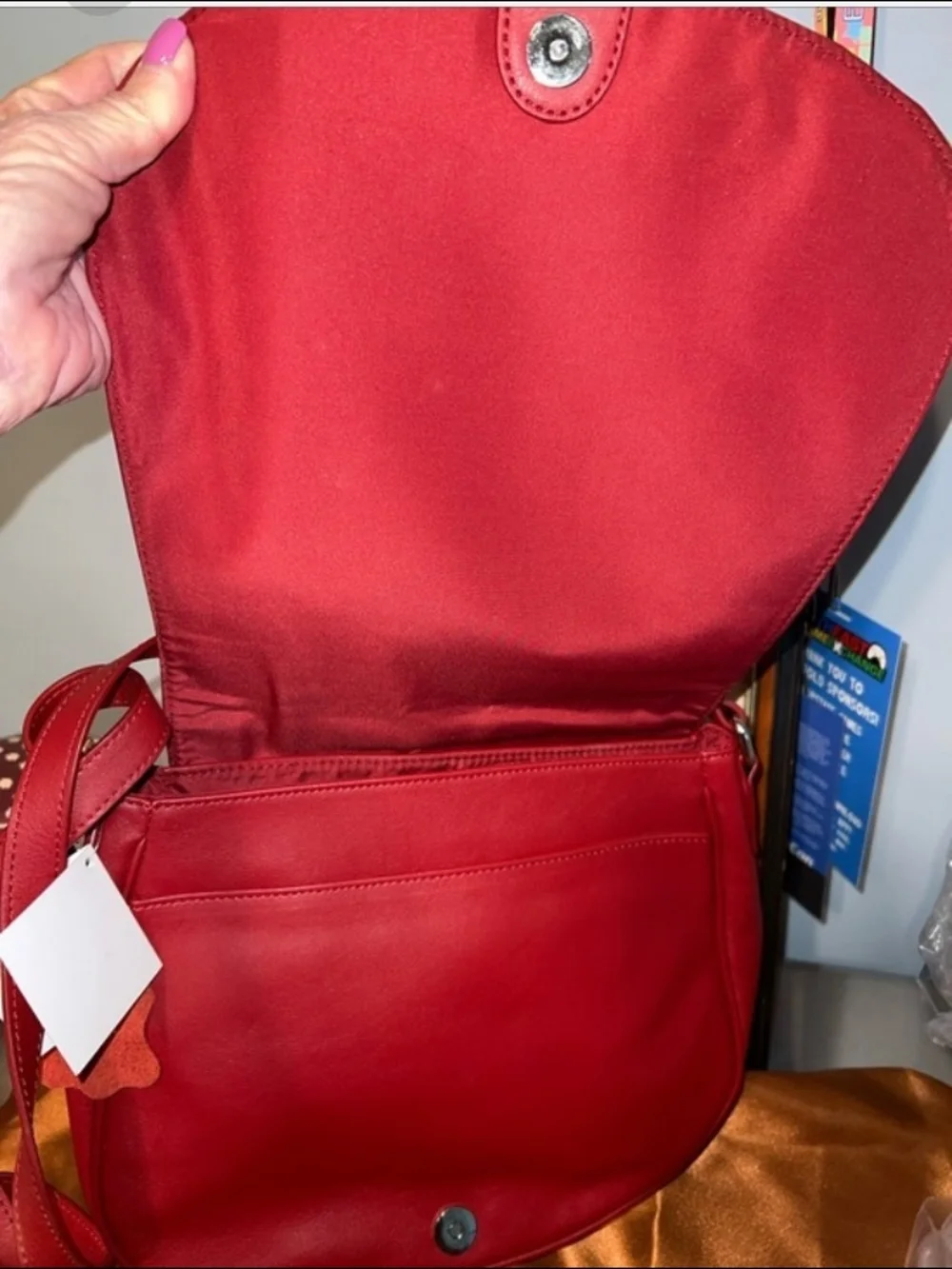 Giani Bernini Red Leather Crossbody Satchel! NWT