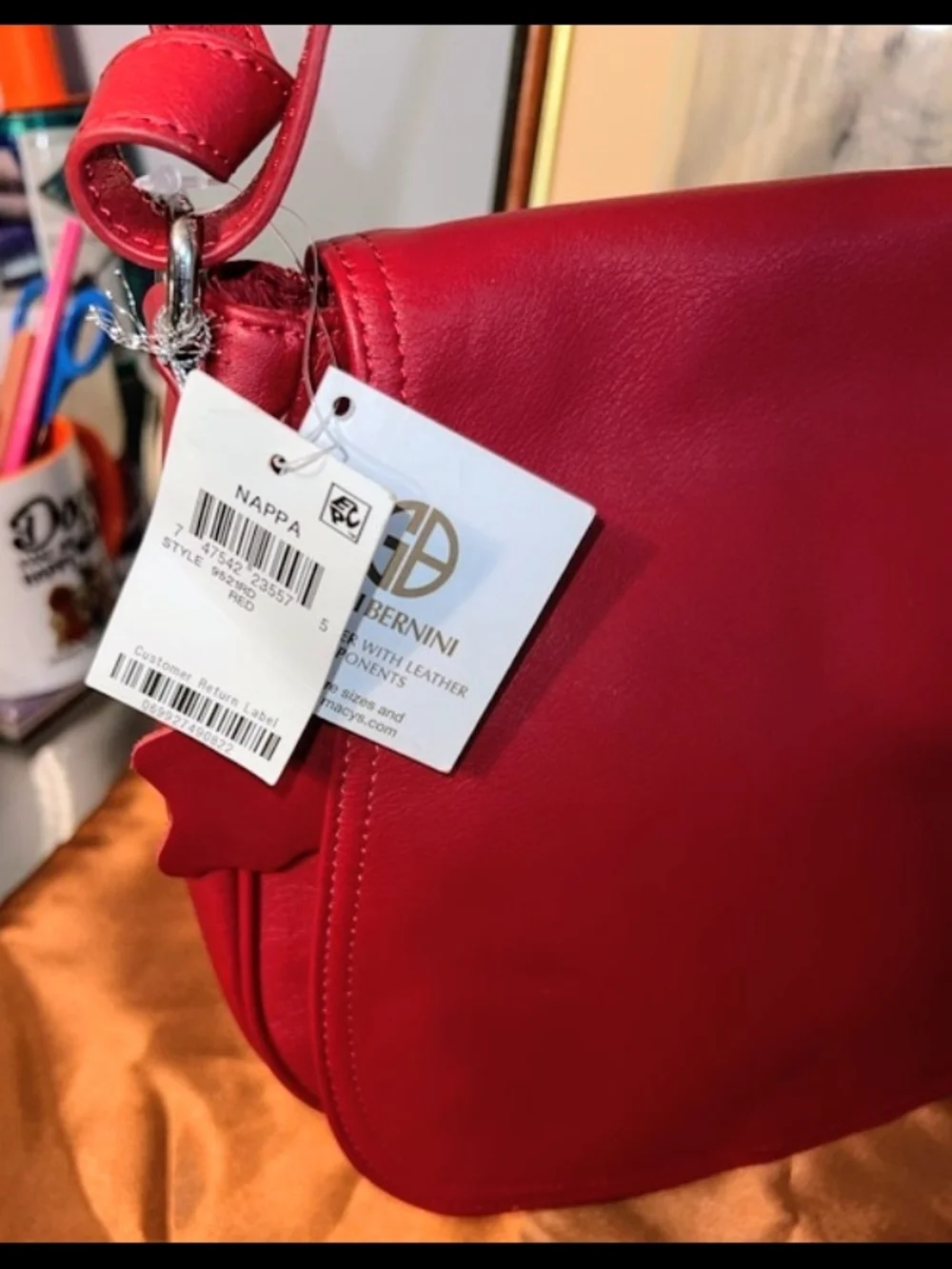 Giani Bernini Red Leather Crossbody Satchel! NWT