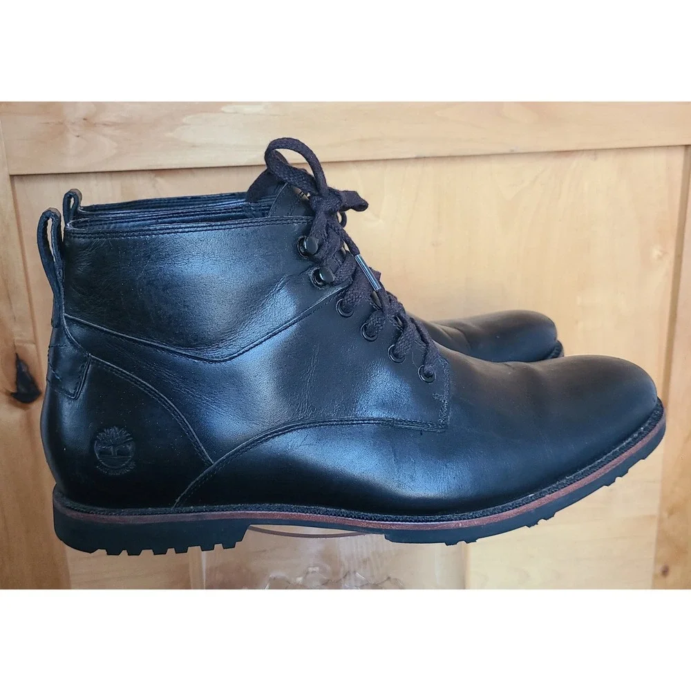 Timberland Kendrick Waterproof Black‎ Leather Chukka Boots US 11.5 Lace Up Shoes