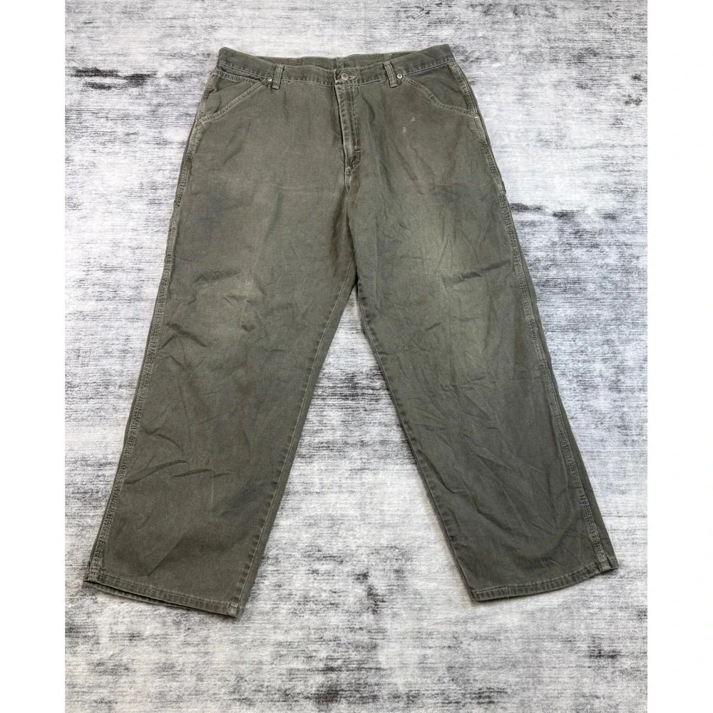 Wrangler WRG‎ Jean Co Mens Carpenter Pants Olive Green Relaxed See Measurement