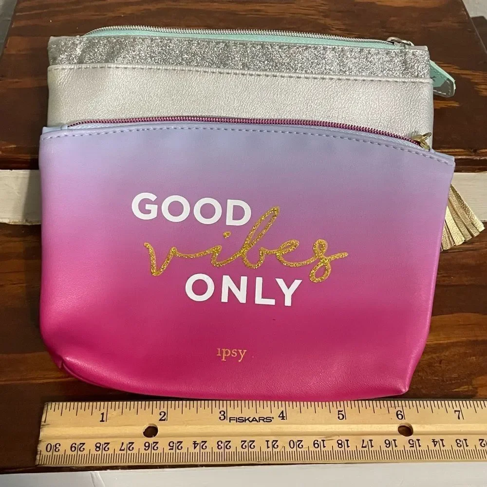 2 Ipsy Bags… Pink and Blue Good Vibes,  And Silver & Blue