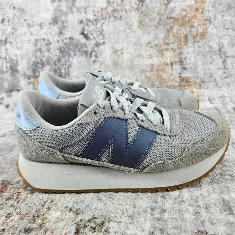 New Balance 237 Shoes Womens‎ 6B Grey Blue Suede Mesh Lifestyle Sneakers WS237FE