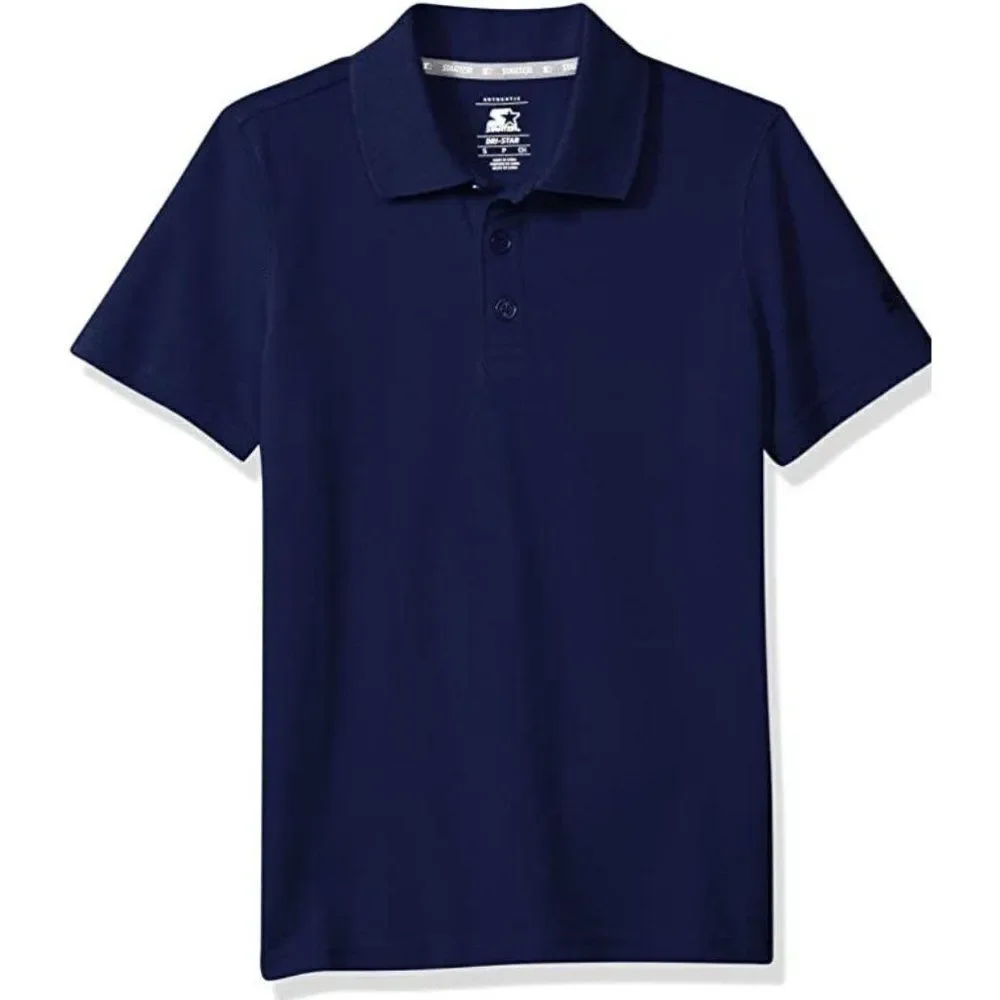 Performance Pique Short-sleeved Polo Boys Blue XS