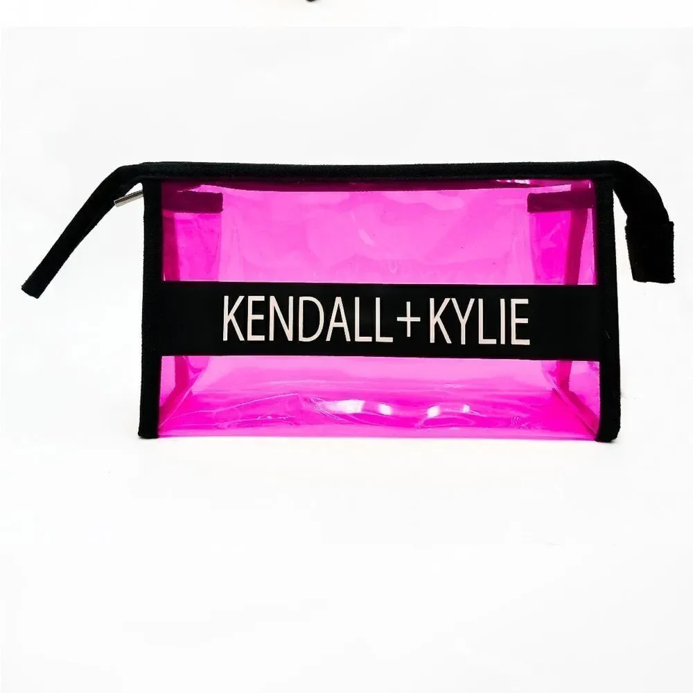 KENDALL & KYLIE CLEAR PINK COSMETIC MAKEUP POUCH