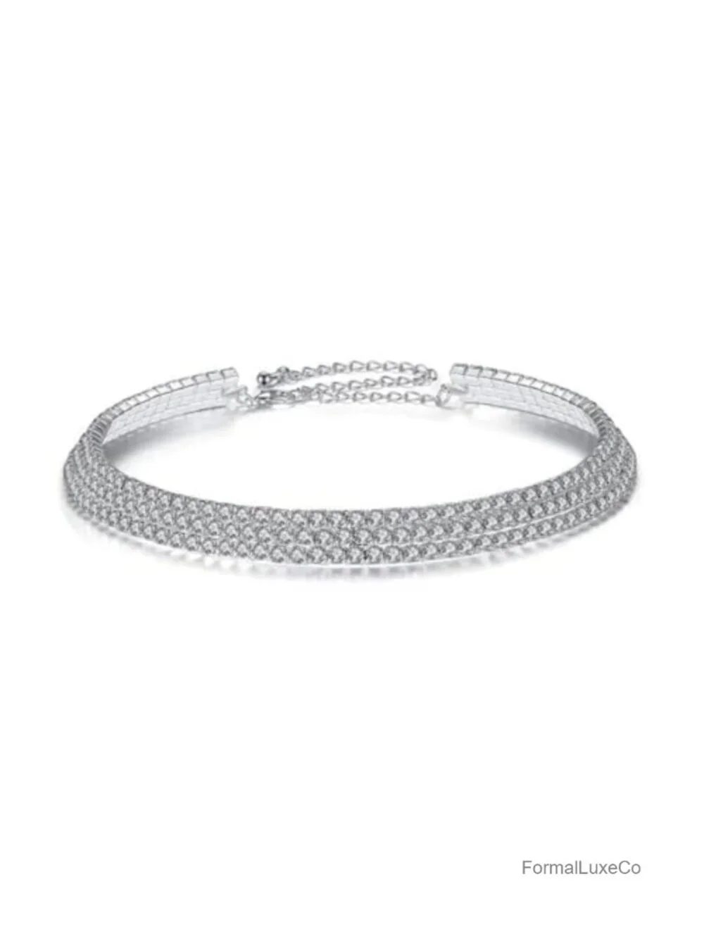 Cubic Zirconia Tennis Choker Necklace with Lobster Clasp