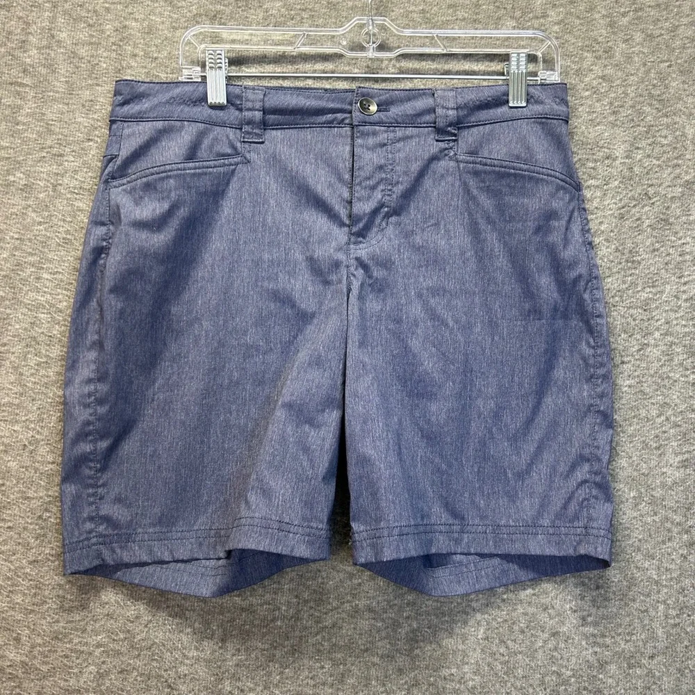 Eddie Bauer Travex Womens Blue Heathered Hiking Shorts Size 10 Stretch Travel