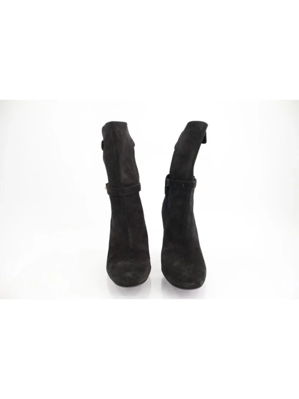 Theory Jodhpur Size 8.5 Mid Calf Black Suede Heeled Ankle Boots Booties Strap