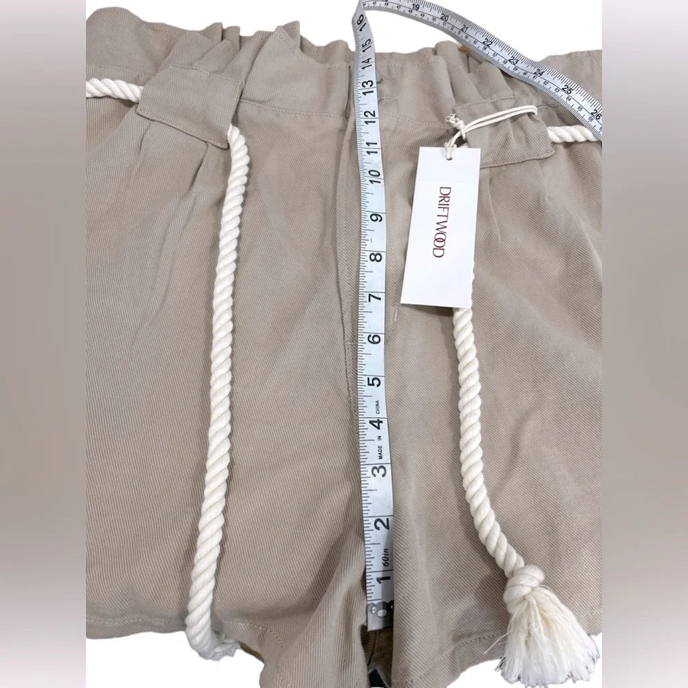 Driftwood Veronica Beige Linen Blend Paperbag High Rise Belted Shorts 29 NWT