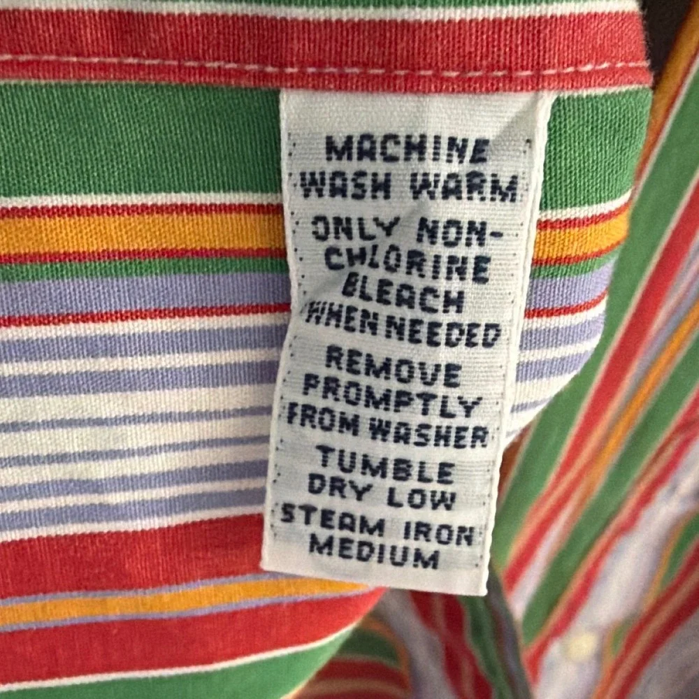 Ralph Lauren Blake Mens Medium Multi Color Vertical Stripe Cotton Button Down