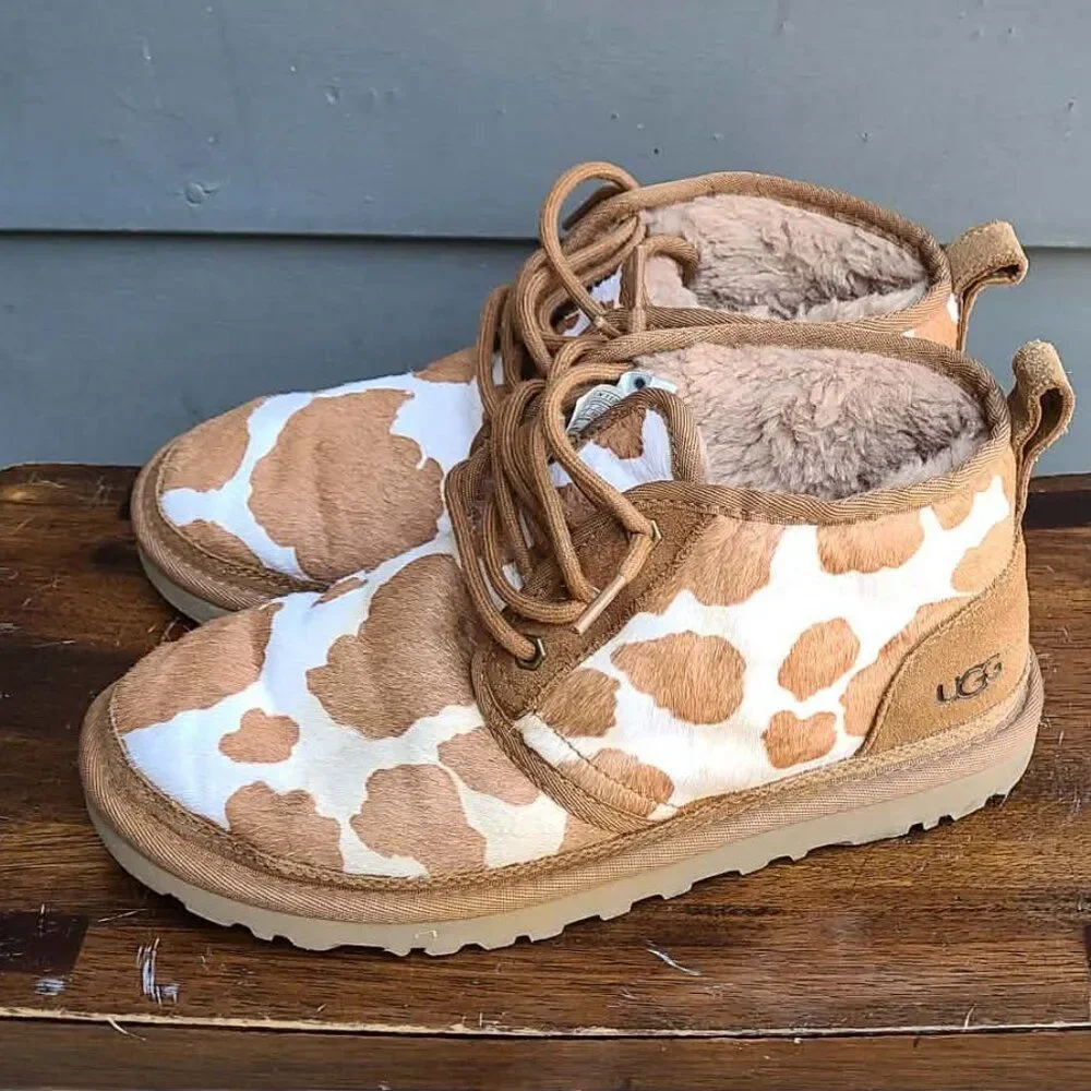 UGG Neumel Calf Hair Chestnut White Boots size 7