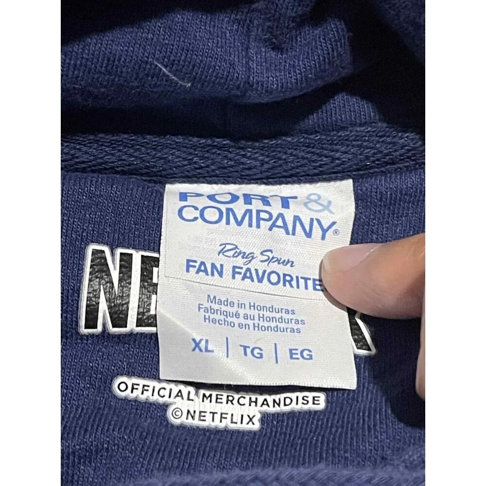 Stranger Things Hoodie Men XL Navy Blue Netflix‎ Official Sweatshirt Retro 80s