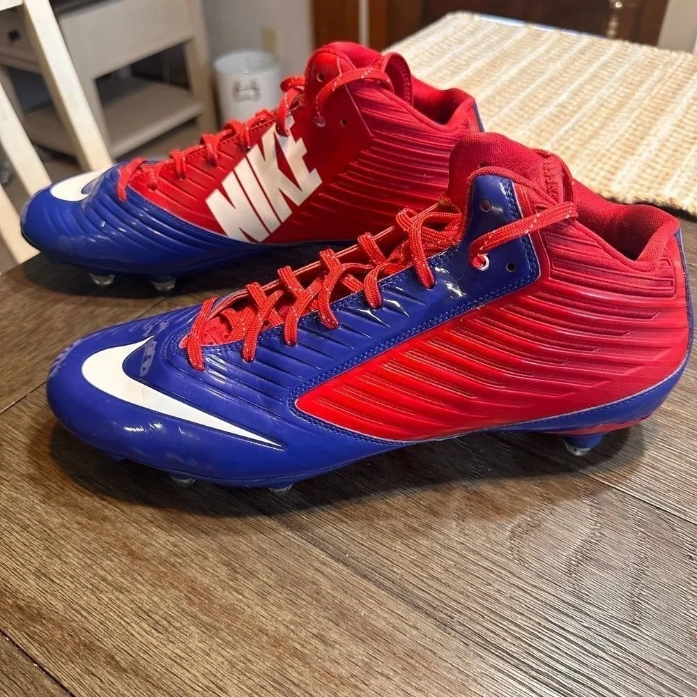 Nike‎ Alpha Pro 2 TD 3/4 Football Cleats Red Blue White Mens 13.5 Studded