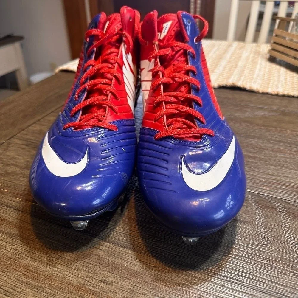 Nike‎ Alpha Pro 2 TD 3/4 Football Cleats Red Blue White Mens 13.5 Studded