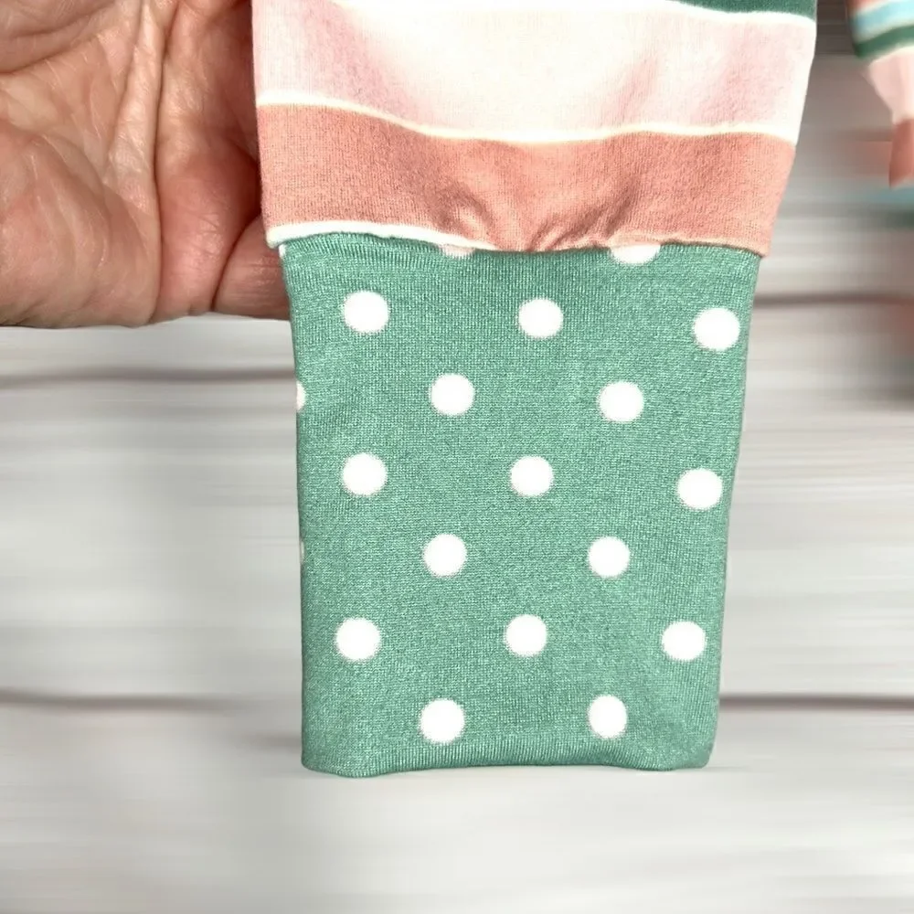 NWT Matilda Jane Cozy Soft Striped Polka Dot Pajamas Top Long Sleeve size 14