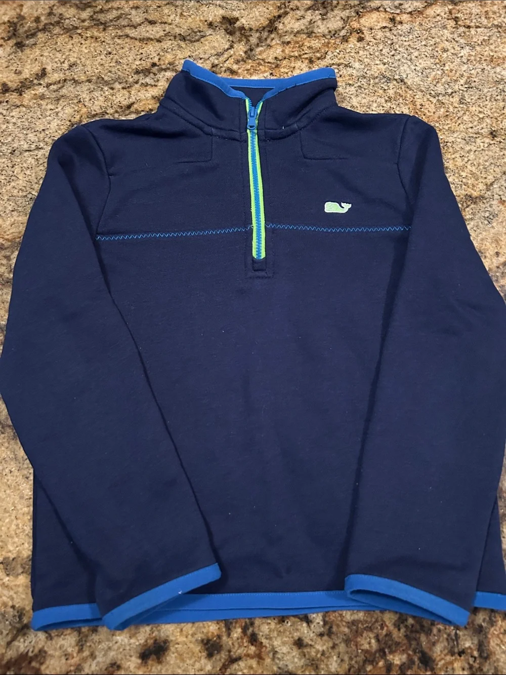 Vineyard Vines Navy Pullover with Lime Trim