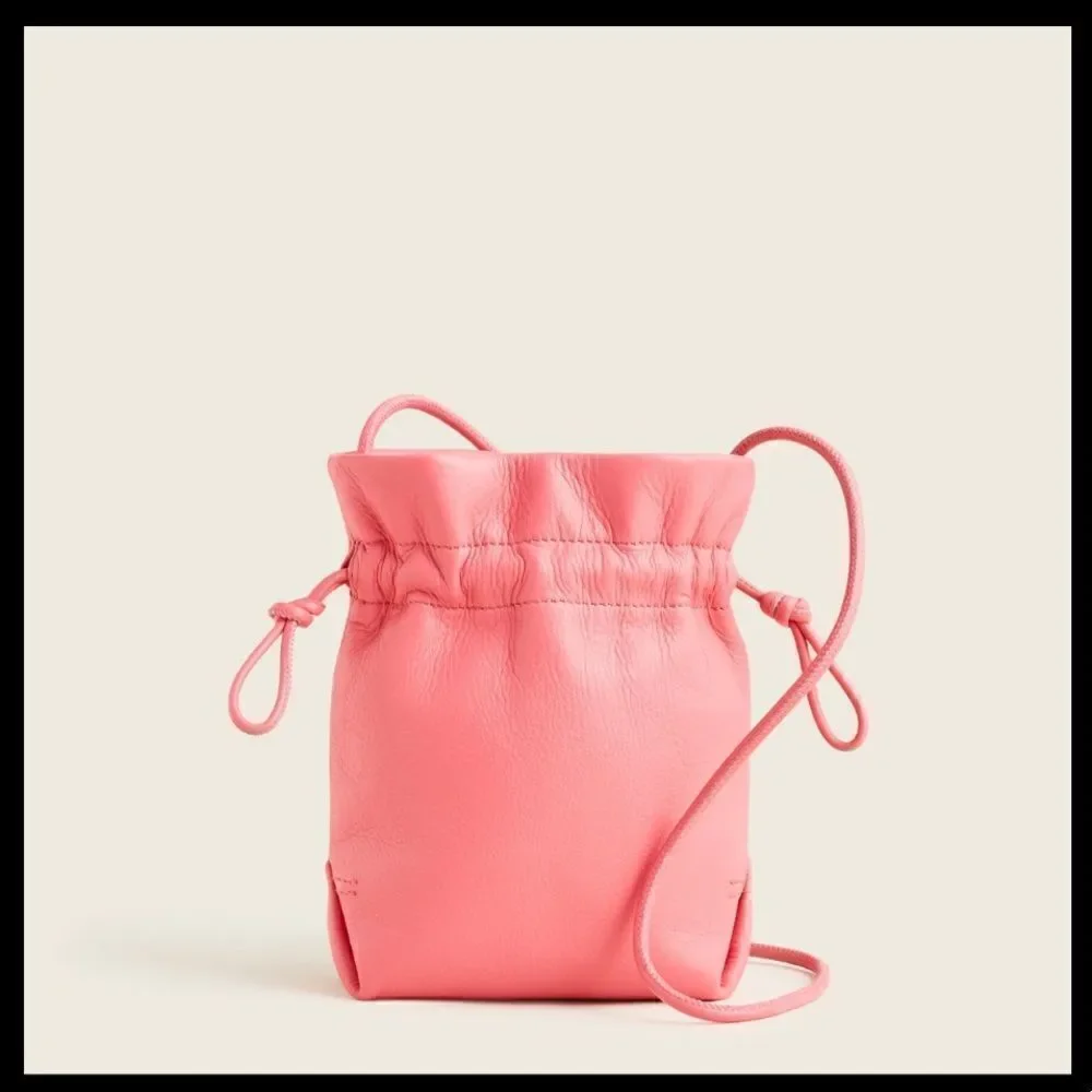 J Crew Lisbon Drawstring Leather Crossbody Bag NWT