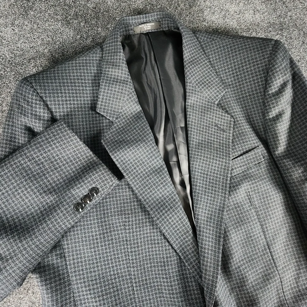 Dario di Napoli Gray Houndstooth Tweed 100% Wool Blazer‎ Sport Coat Jacket 46L