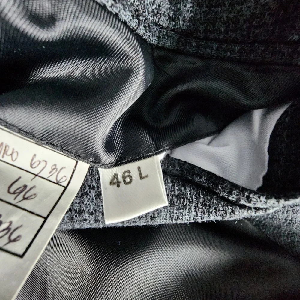 Dario di Napoli Gray Houndstooth Tweed 100% Wool Blazer‎ Sport Coat Jacket 46L